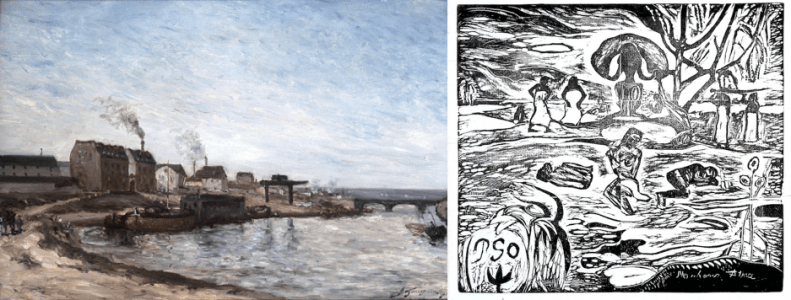Early and Late Works: Paul Gauguin's "La Seine au Pont de Grenelle" (   ) and "Mahana Atua (The Day of God)" (   )