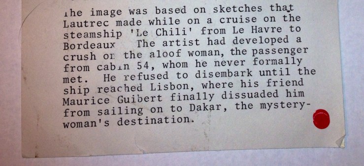 The story of Henri de Toulouse Lautrec's "La Passagere du 54"- Matthews Gallery blog