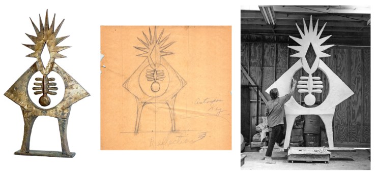 Hannah Stewart- Atropos Key Sculpture with Preparatory Sketch and Full-Scale Model- Matthews Gallery Blog