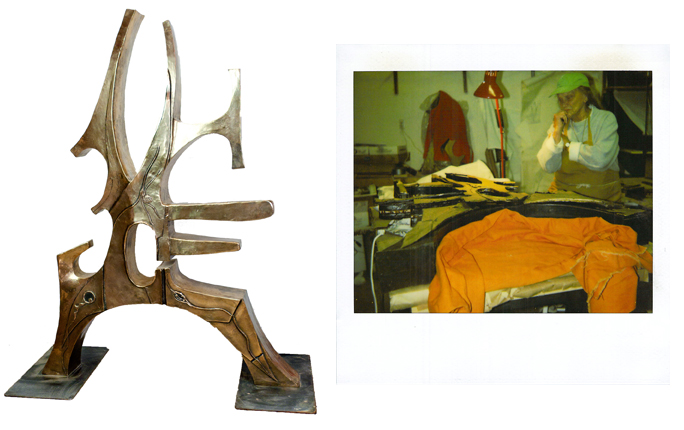 Hannah Holliday Stewart- Einsteins Song and Polaroid of Hannah Holliday Stewart working on the sculpture in her studio- Matthews Gallery blog