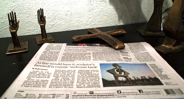 Houston Chronicle's article on Hannah Holliday Stewart among her sculptures- Matthews Gallery