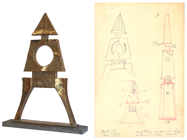Hannah Stewart- Messenger Sculpture with Preparatory Sketch- Matthews Gallery Blog
