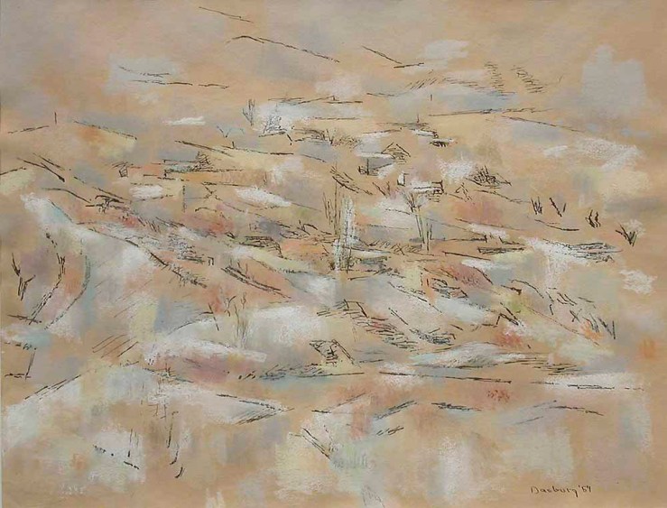 Andrew Dasburg- April Snow- Pastel- Matthews Gallery Blog 