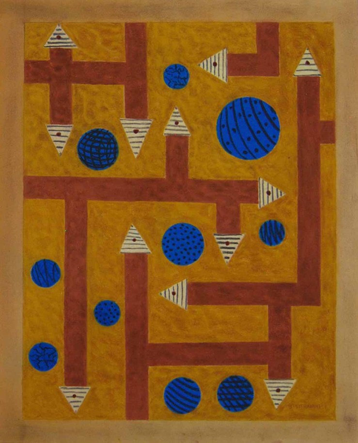 Emil-Bisttram- Orbs and Arrows- Encaustic- Matthews Gallery Blog 