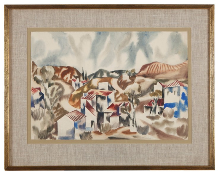 Jan Matulka -Landscape - 1923- Watercolor- Matthews Gallery Blog 