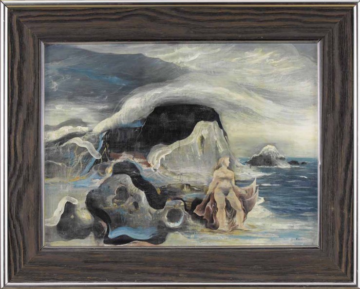 Thomas Benrimo- Nymph of the Sea- oil on board- 1949- Matthews Gallery Blog