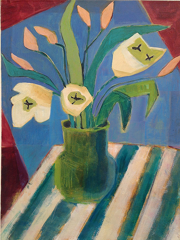 Annie OBrien Gonzales- Green Vase Ivory Tulips- Matthews Gallery blog