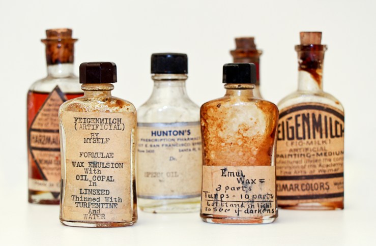 Arthur Haddock- Pigment and Oil Bottles- Matthews Gallery Blog