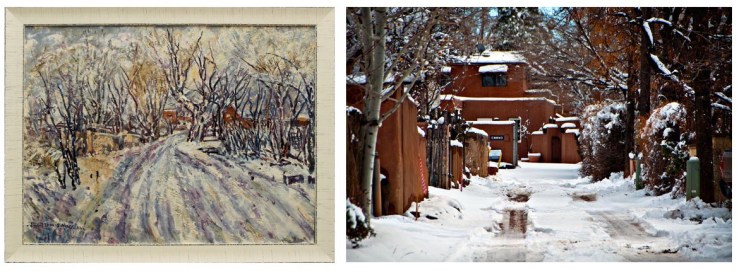 Tommy Macaione- Snowy Santa Fe street- Matthews Gallery Blog 