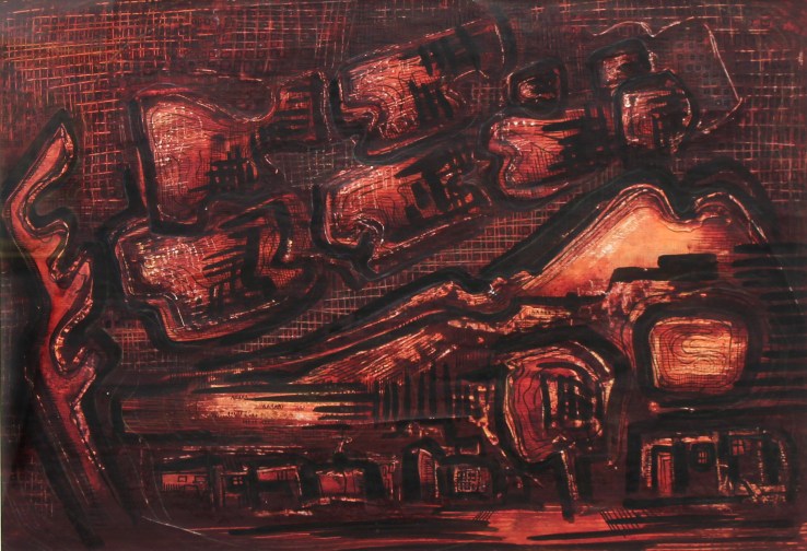 Cady Wells- Taos 1947- Ink and Watercolor on Paper- Matthews Gallery 